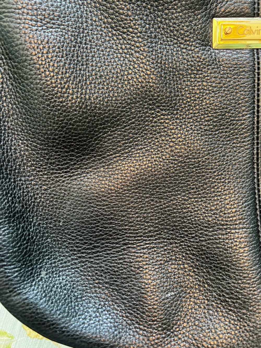 Calvin Klein Black Pebbled Faux-Leather Hobo with Gold plated hardware - Picture 12 of 12